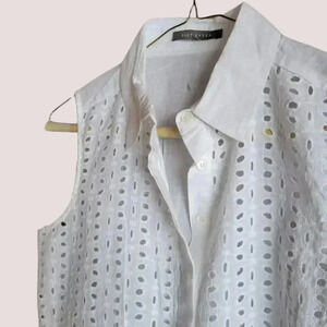 Suzy Shier Cotton Eyelet design Sleeveless Top  Small
